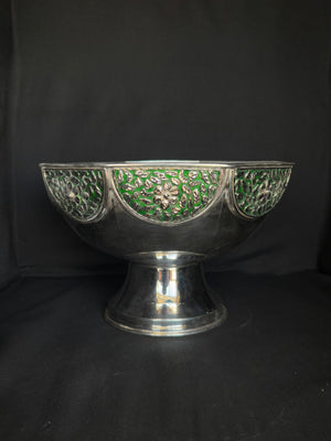 92.5 Sterling Silver Fruit Bowl with Enamel Detailing 92.5 Sterling Silver Fruit Bowl with Enamel Detailing
