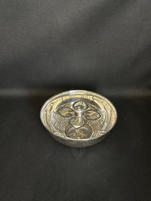 92.5 Sterling Silver Decorative Bowl with Central Design - Hand-Engraved 92.5 Sterling Silver Decorative Bowl with Central Design - Hand-Engraved