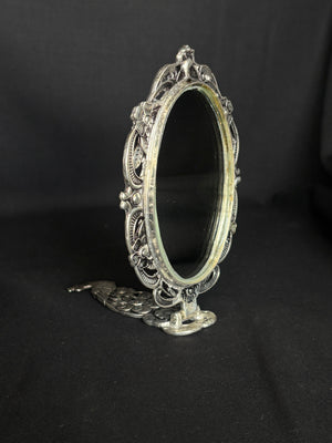 92.5 Sterling Silver Peacock Hand Mirror - Decorative and Functional 92.5 Sterling Silver Peacock Hand Mirror - Decorative and Functional