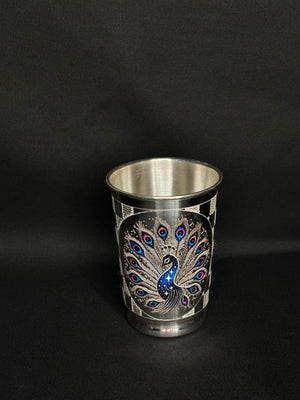 925 sterling silver Glass featuring a beautifully handcrafted peacock design with vibrant enamel detailing 925 sterling silver Glass featuring a beautifully handcrafted peacock design with vibrant enamel detailing