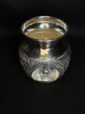 92.5 Sterling Silver Lota/ Kalash with Laxmi Murti - Divine Blessings for Your Home 92.5 Sterling Silver Lota/ Kalash with Laxmi Murti - Divine Blessings for Your Home