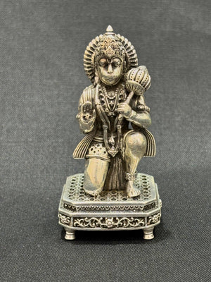 92.5 Silver Hanumaan Ji with Gada, Antique Finish Divine Mace 92.5 Silver Hanumaan Ji with Gada, Antique Finish Divine Mace
