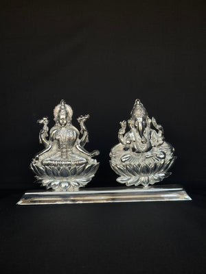 92.5 Sterling Silver Goddess Lakshmi and Lord Ganesha Idol Set 92.5 Sterling Silver Goddess Lakshmi and Lord Ganesha Idol Set