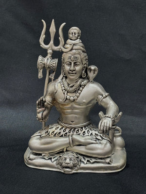 925 sterling silver Shiv Murti with a matte finish polish 925 sterling silver Shiv Murti with a matte finish polish
