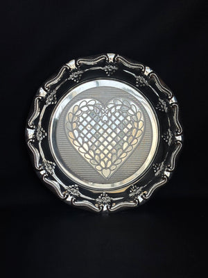 92.5 Sterling Silver Decorative Plate with Heart Design 92.5 Sterling Silver Decorative Plate with Heart Design