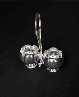 92.5 Sterling Silver Chopra/Haldi Kumkum Set - Floral Design 92.5 Sterling Silver Chopra/Haldi Kumkum Set - Floral Design