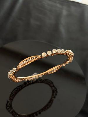14K Gold Diamond Bangle with IGI Certified 3.03 ct Diamonds, 14.814g Net Gold