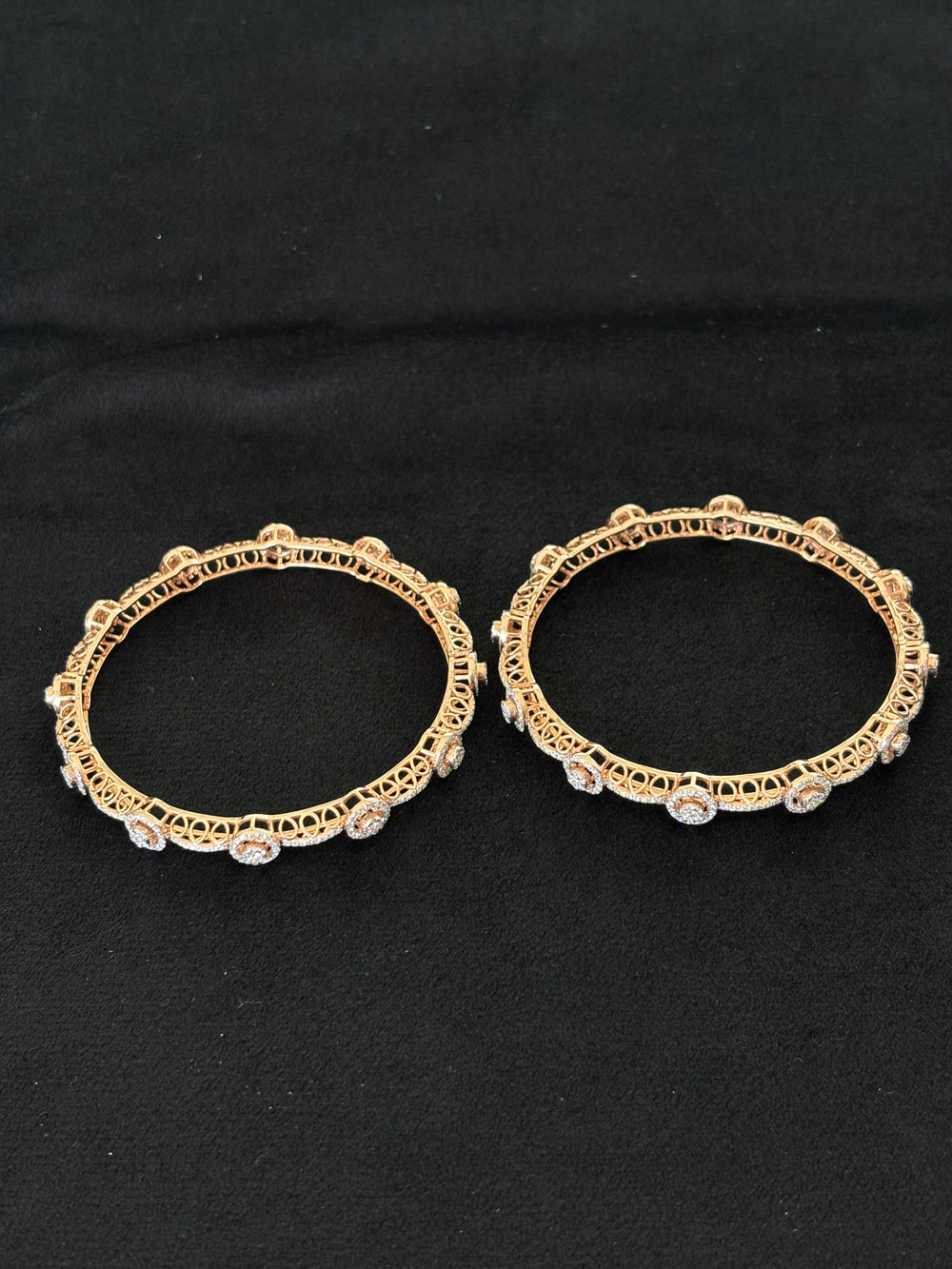 14K Rose Gold Diamond Bangle Bracelets (Set of 2) , IGI Certified 4.78 ct Diamonds, 26.254g Net Gold