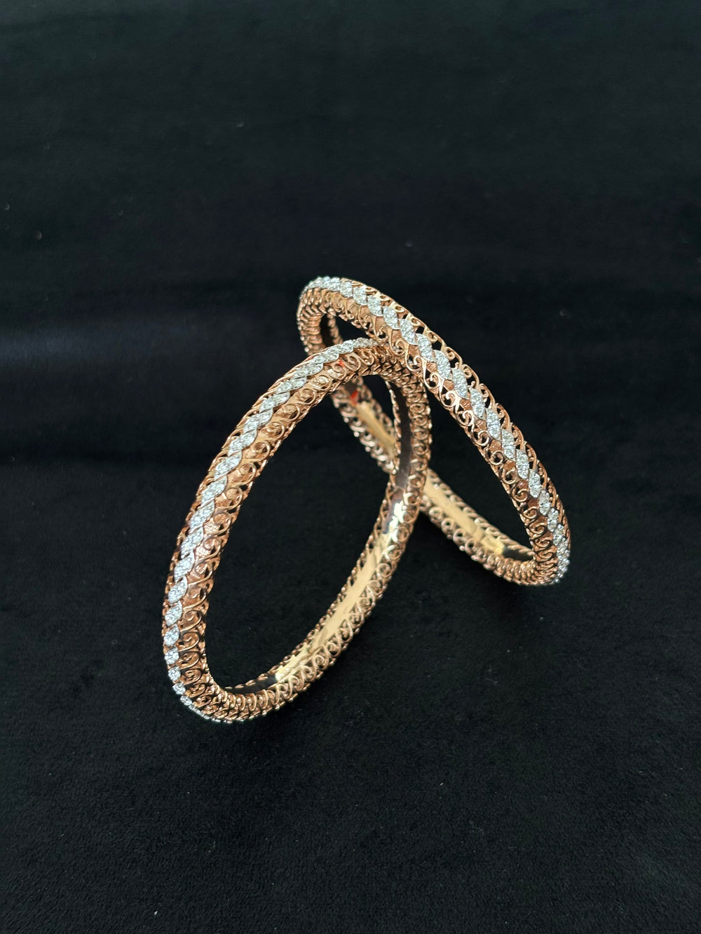 14K Rose Gold Diamond Bangle Bracelets (Set of 2) , IGI Certified 5.30 ct Diamonds, 29.99g Net Gold