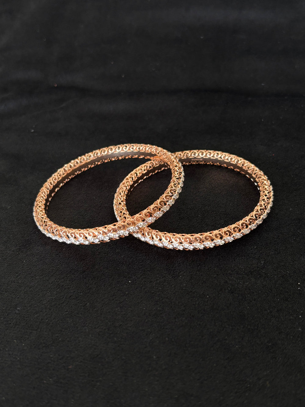 14K Rose Gold Diamond Bangle Bracelets (Set of 2) , IGI Certified 5.30 ct Diamonds, 29.99g Net Gold