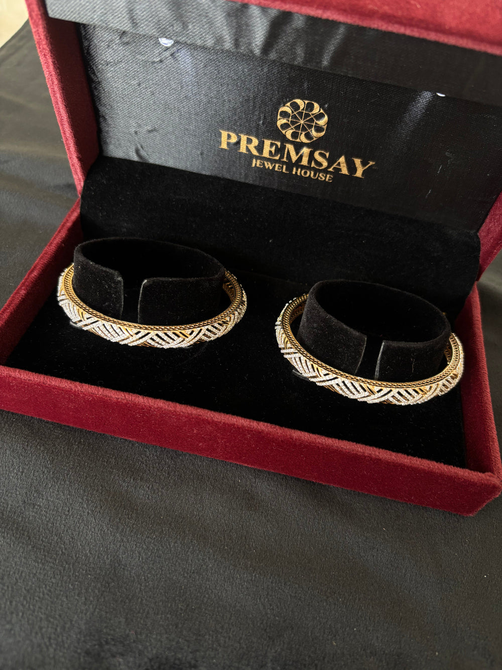 14K Yellow Gold Diamond Bangle Bracelets (Set of 2) , IGI Certified 4.17 ct Diamonds, 30.456g Net Gold