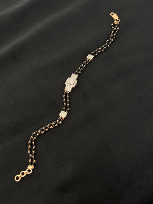 14K Gold Diamond Bracelet with Mangalsutra Chain , IGI Certified 0.43 ct Diamonds, 3.2g Net Gold