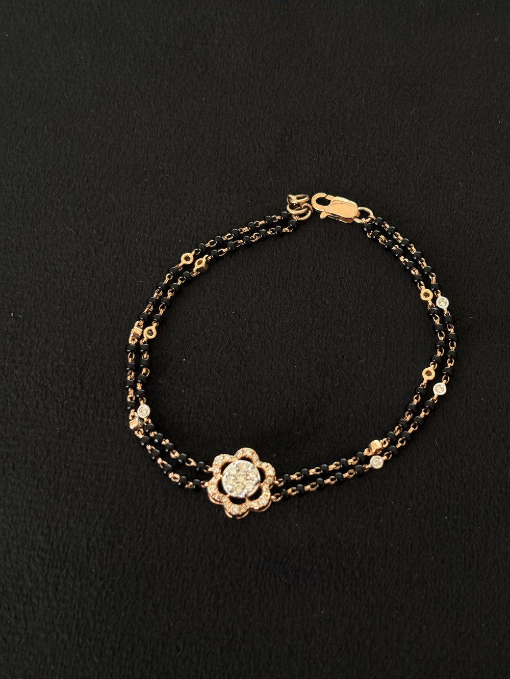 14K Gold Diamond Bracelet with Mangalsutra Chain , IGI Certified 0.49 ct Diamonds, 3.272g Net Gold