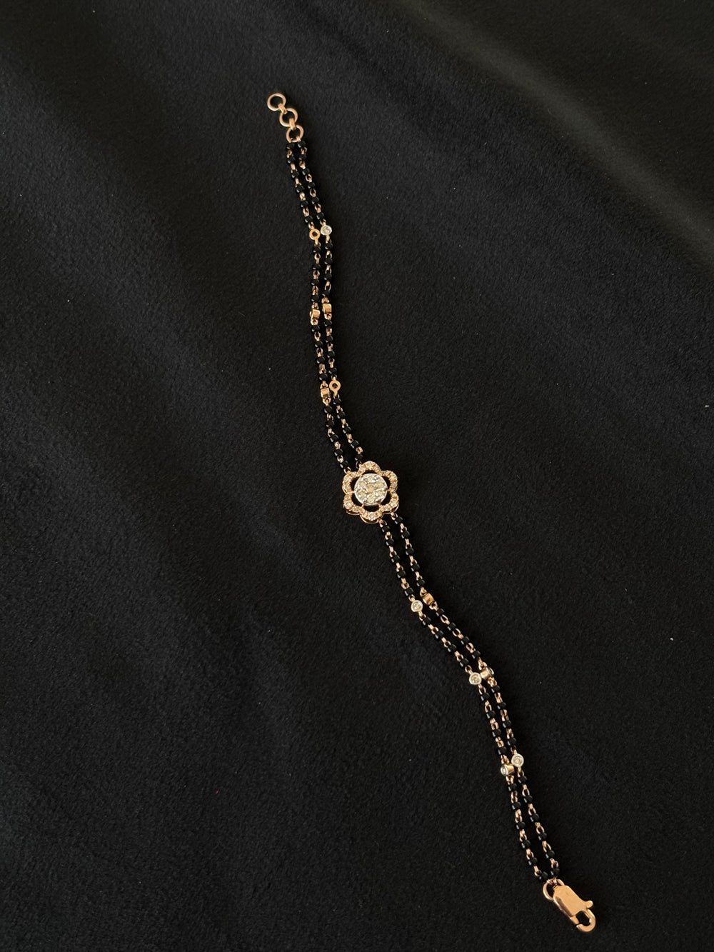 14K Gold Diamond Bracelet with Mangalsutra Chain , IGI Certified 0.49 ct Diamonds, 3.272g Net Gold