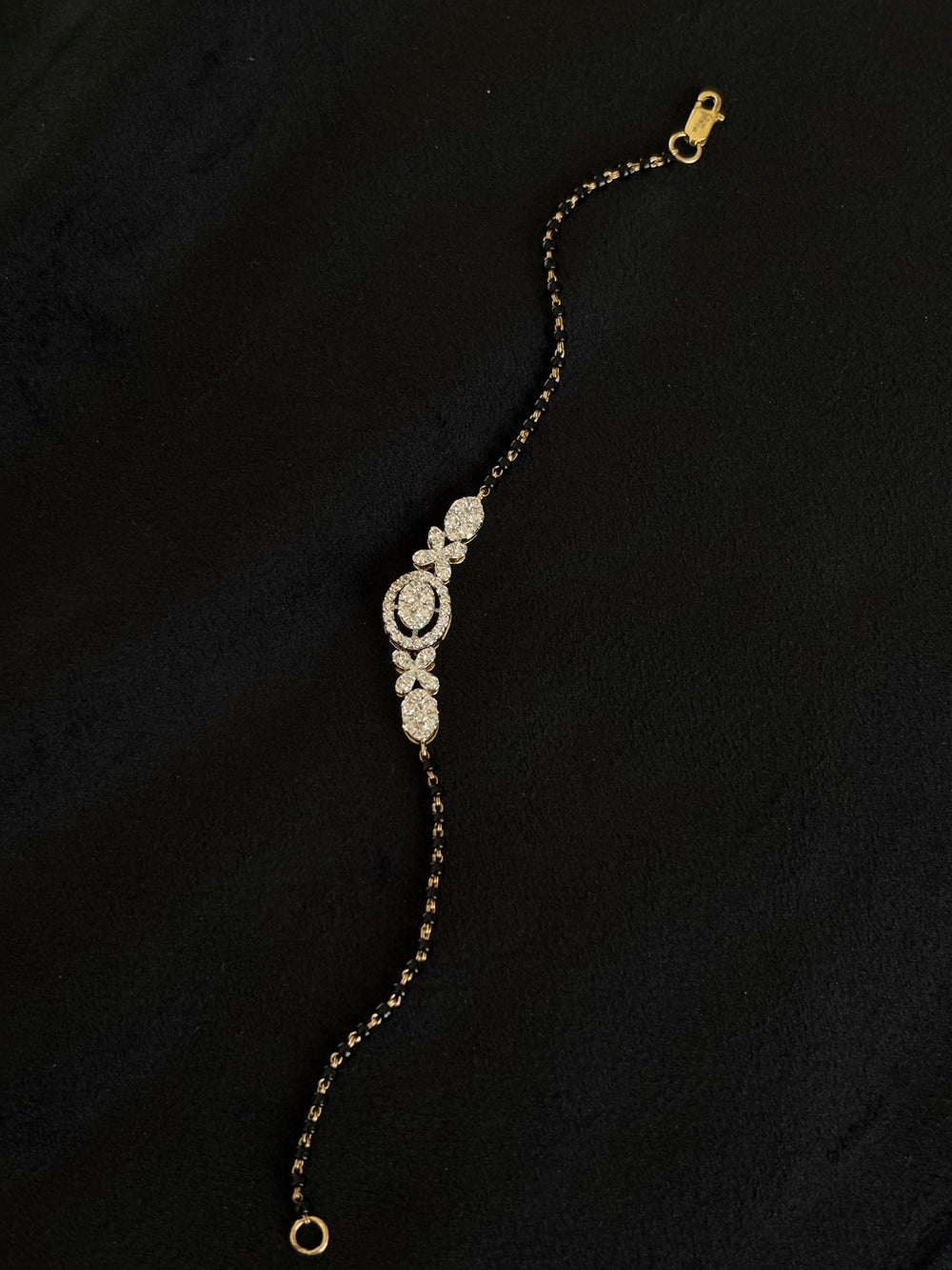 14K Gold Diamond Bracelet with Mangalsutra Chain , IGI Certified 1.11 ct Diamonds, 3.548g Net Gold