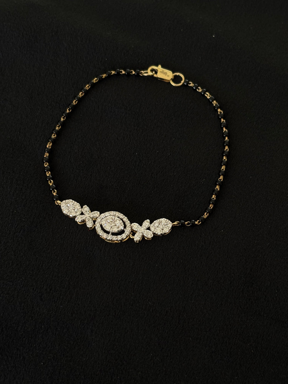 14K Gold Diamond Bracelet with Mangalsutra Chain , IGI Certified 1.11 ct Diamonds, 3.548g Net Gold