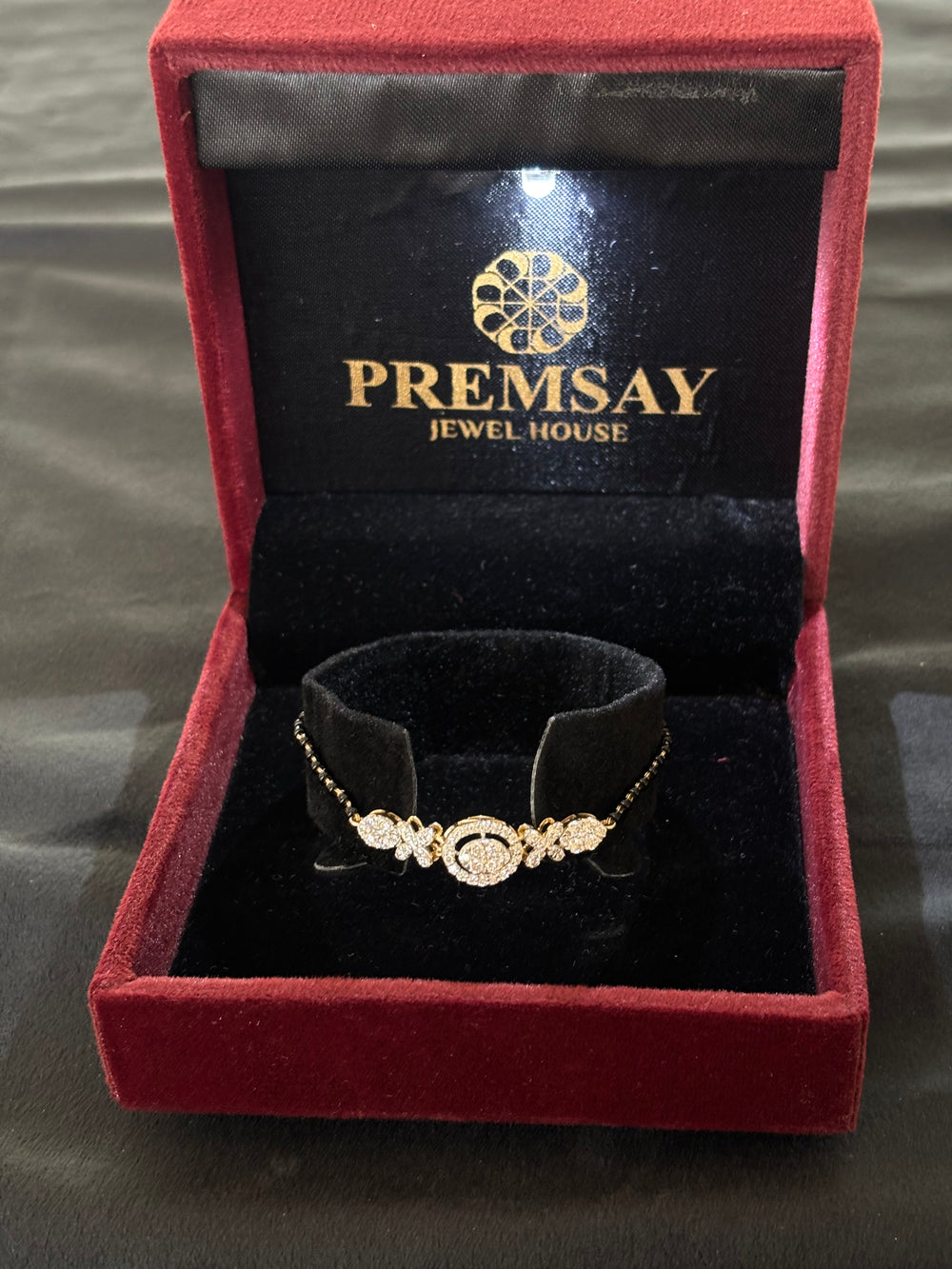 14K Gold Diamond Bracelet with Mangalsutra Chain , IGI Certified 1.11 ct Diamonds, 3.548g Net Gold