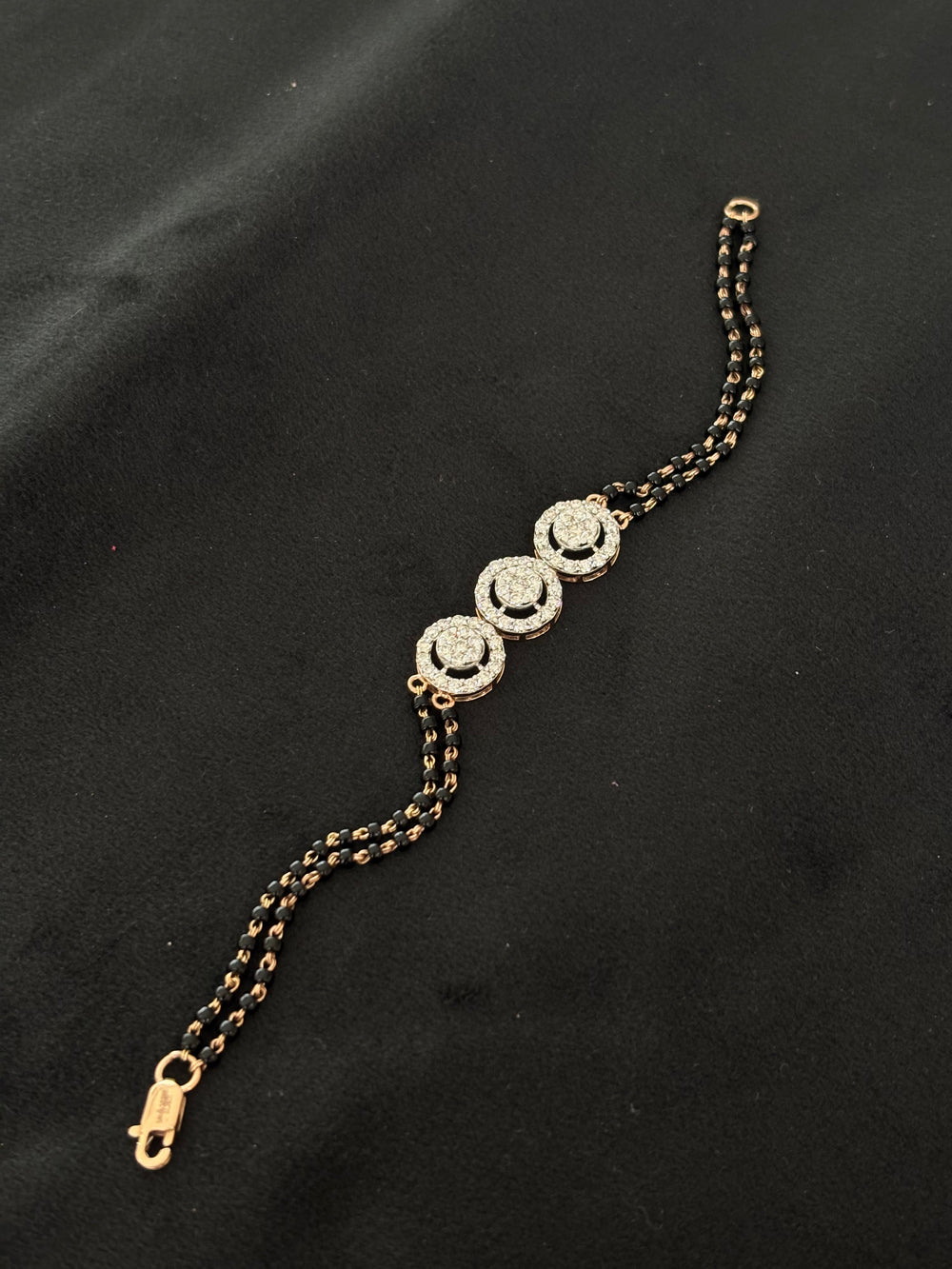 14K Gold Diamond Bracelet with Mangalsutra Chain , IGI Certified 1.35 ct Diamonds, 4.05g Net Gold