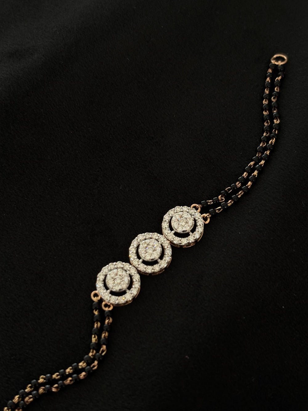 14K Gold Diamond Bracelet with Mangalsutra Chain , IGI Certified 1.35 ct Diamonds, 4.05g Net Gold