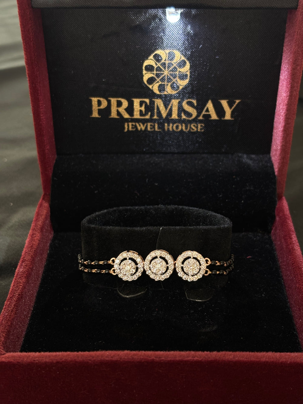 14K Gold Diamond Bracelet with Mangalsutra Chain , IGI Certified 1.35 ct Diamonds, 4.05g Net Gold