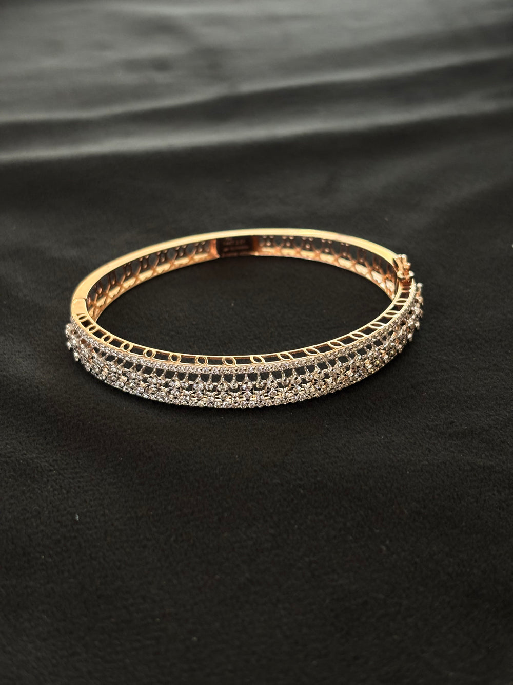 14K Rose Gold Diamond Bangle , IGI Certified 2.51 ct Diamonds, 13.408g Net Gold