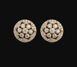 Intricate 14kt Gold Round Lattice Diamond Studs | IGI Certified, Gross Wt: 4.13, Net Wt: 3.844, Diamond. Wt 1.43