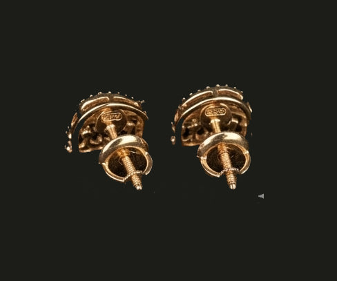 14kt Gold Wave Design Diamond Drop Studs | IGI Certified Fine Gold, Gross Wt: 2.99, Net Wt: 2.908, Diamond. Wt 0.41