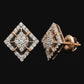 Contemporary 14kt Gold Square Diamond Halo Studs | IGI Certified Jewelry, Gross Wt: 4.24, Net Wt: 4.05, Diamond. Wt 0.95