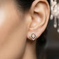 Contemporary 14kt Gold Square Diamond Halo Studs | IGI Certified Jewelry, Gross Wt: 4.24, Net Wt: 4.05, Diamond. Wt 0.95