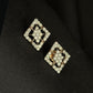 Contemporary 14kt Gold Square Diamond Halo Studs | IGI Certified Jewelry, Gross Wt: 4.24, Net Wt: 4.05, Diamond. Wt 0.95