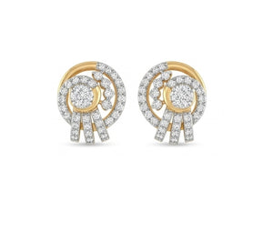 Luxurious 14kt Gold Spiral Diamond Swirl Earrings | IGI Certified, Gross Wt: 4.12, Net Wt: 4, Diamond. Wt 0.6