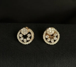 14KT Gold Floral Petal Diamond Cluster Earrings | Certified IGI, Gross Wt: 3.25, Net Wt: 3.138, Diamond. Wt 0.56