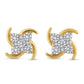 Elegant 14kt Gold Curved Wave Diamond Earrings | IGI Certified, Gross Wt: 0.91, Net Wt: 0.866, Diamond. Wt 0.22