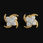 Elegant 14kt Gold Curved Wave Diamond Earrings | IGI Certified, Gross Wt: 0.91, Net Wt: 0.866, Diamond. Wt 0.22