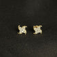 Elegant 14kt Gold Curved Wave Diamond Earrings | IGI Certified, Gross Wt: 0.91, Net Wt: 0.866, Diamond. Wt 0.22