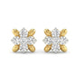 Ornate 14kt Gold Royal Diamond Cluster Studs | IGI Certified, Gross Wt: 0.99, Net Wt: 0.946, Diamond. Wt 0.22