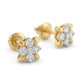 Ornate 14kt Gold Royal Diamond Cluster Studs | IGI Certified, Gross Wt: 0.99, Net Wt: 0.946, Diamond. Wt 0.22