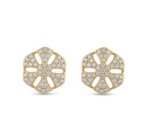14KT Gold Abstract Petal Diamond Studs | IGI Certified Fine Jewelry, Gross Wt: 0.93, Net Wt: 0.87, Diamond. Wt 0.3