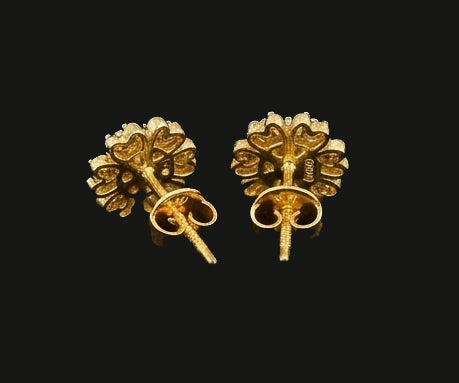 14kt Gold Twin Leaf Diamond Cluster Earrings | IGI Certified, Gross Wt: 1.12, Net Wt: 1.012, Diamond. Wt 0.54