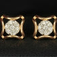 Art Deco Concave Square Diamond Earrings | Vintage Style 14K Gold Studs, Gross Wt: 2.64, Net Wt: 2.54, Diamond. Wt 0.5