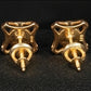 Art Deco Concave Square Diamond Earrings | Vintage Style 14K Gold Studs, Gross Wt: 2.64, Net Wt: 2.54, Diamond. Wt 0.5