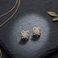 Art Deco Concave Square Diamond Earrings | Vintage Style 14K Gold Studs, Gross Wt: 2.64, Net Wt: 2.54, Diamond. Wt 0.5