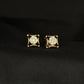 Art Deco Concave Square Diamond Earrings | Vintage Style 14K Gold Studs, Gross Wt: 2.64, Net Wt: 2.54, Diamond. Wt 0.5