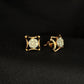 Art Deco Concave Square Diamond Earrings | Vintage Style 14K Gold Studs, Gross Wt: 2.64, Net Wt: 2.54, Diamond. Wt 0.5