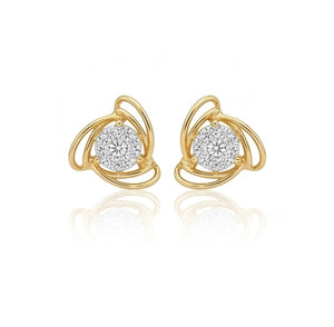 14KT Gold Circular Starburst Diamond Earrings | IGI Certified Studs, Gross Wt: 2.54, Net Wt: 2.466, Diamond. Wt 0.37