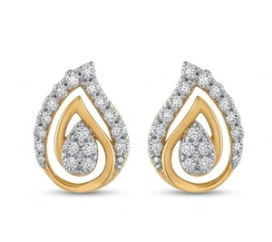 14kt Gold Wave Arc Diamond Stud Earrings | IGI Certified, Gross Wt: 2.23, Net Wt: 2.148, Diamond. Wt 0.41