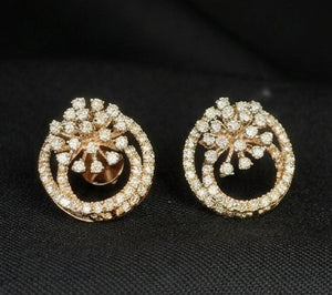 14KT Gold Classic Bloom Diamond Earrings | Certified IGI Diamond Studs, Gross Wt: 4.72, Net Wt: 4.484, Diamond. Wt 1.18
