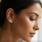 Shimmering Triple Diamond Cluster Earrings | Horizontal Infinity Style Studs, Gross Wt: 3.89, Net Wt: 3.702, Diamond. Wt 0.94