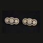 Shimmering Triple Diamond Cluster Earrings | Horizontal Infinity Style Studs, Gross Wt: 3.89, Net Wt: 3.702, Diamond. Wt 0.94