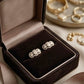 Shimmering Triple Diamond Cluster Earrings | Horizontal Infinity Style Studs, Gross Wt: 3.89, Net Wt: 3.702, Diamond. Wt 0.94